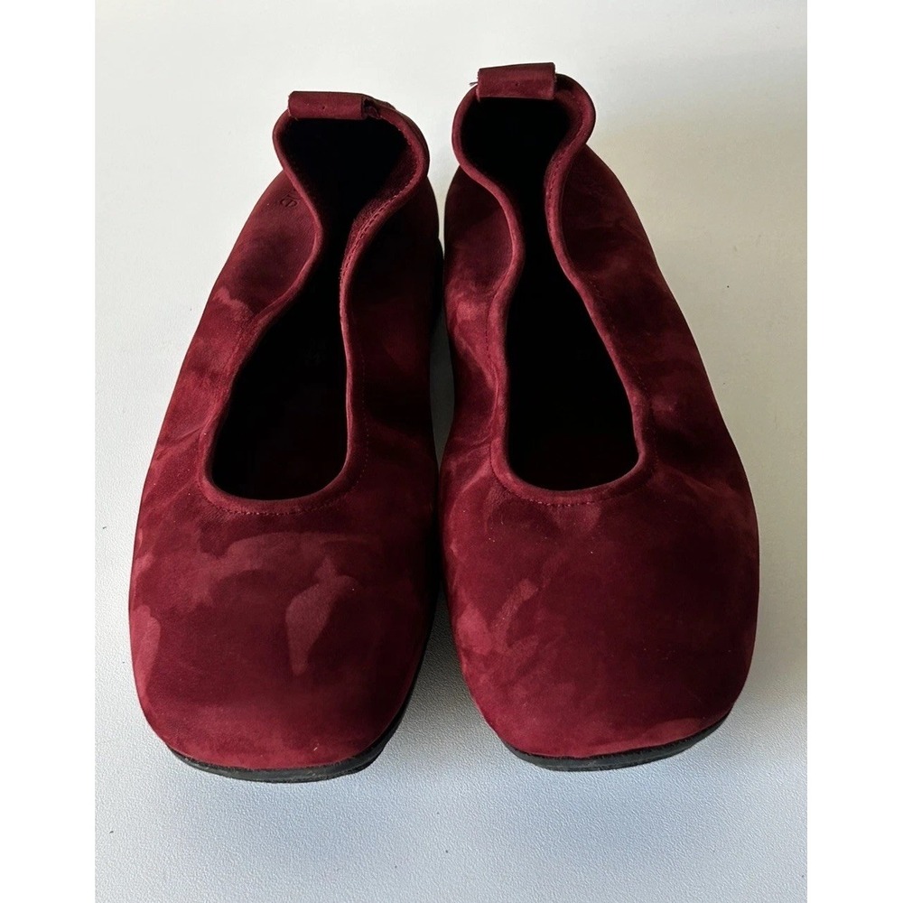 Arche Women's Red Burgandy Nubuck Ballerina Suede Slip On Shoes Round Heel 38
